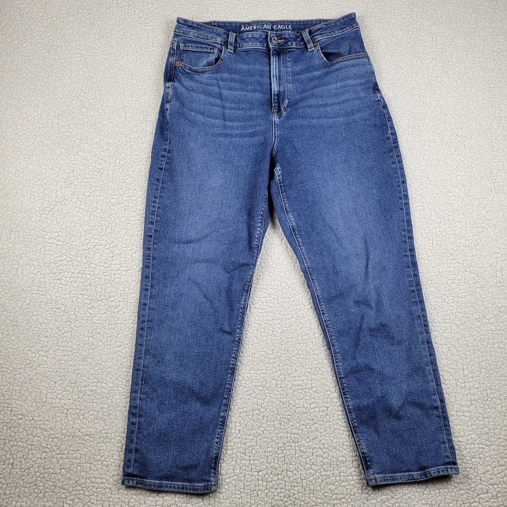 American Eagle Mom Jean Women’s Size 12 Stretch High Rise Blue Medium Wash